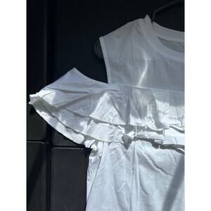 JNSQ Cut-Out Ruffle Gina Tee White Size 8 100% Cotton NWT